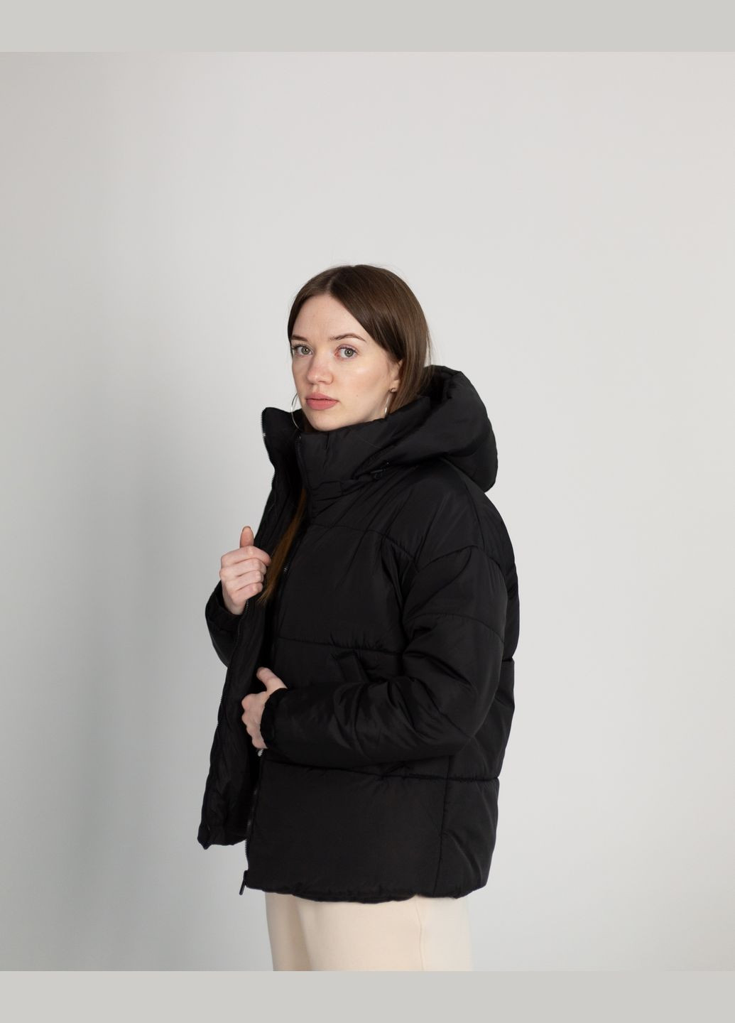 Чорна куртка чорна пуховик жіноча стьобана оверсайз весняна зимова nadiupishou