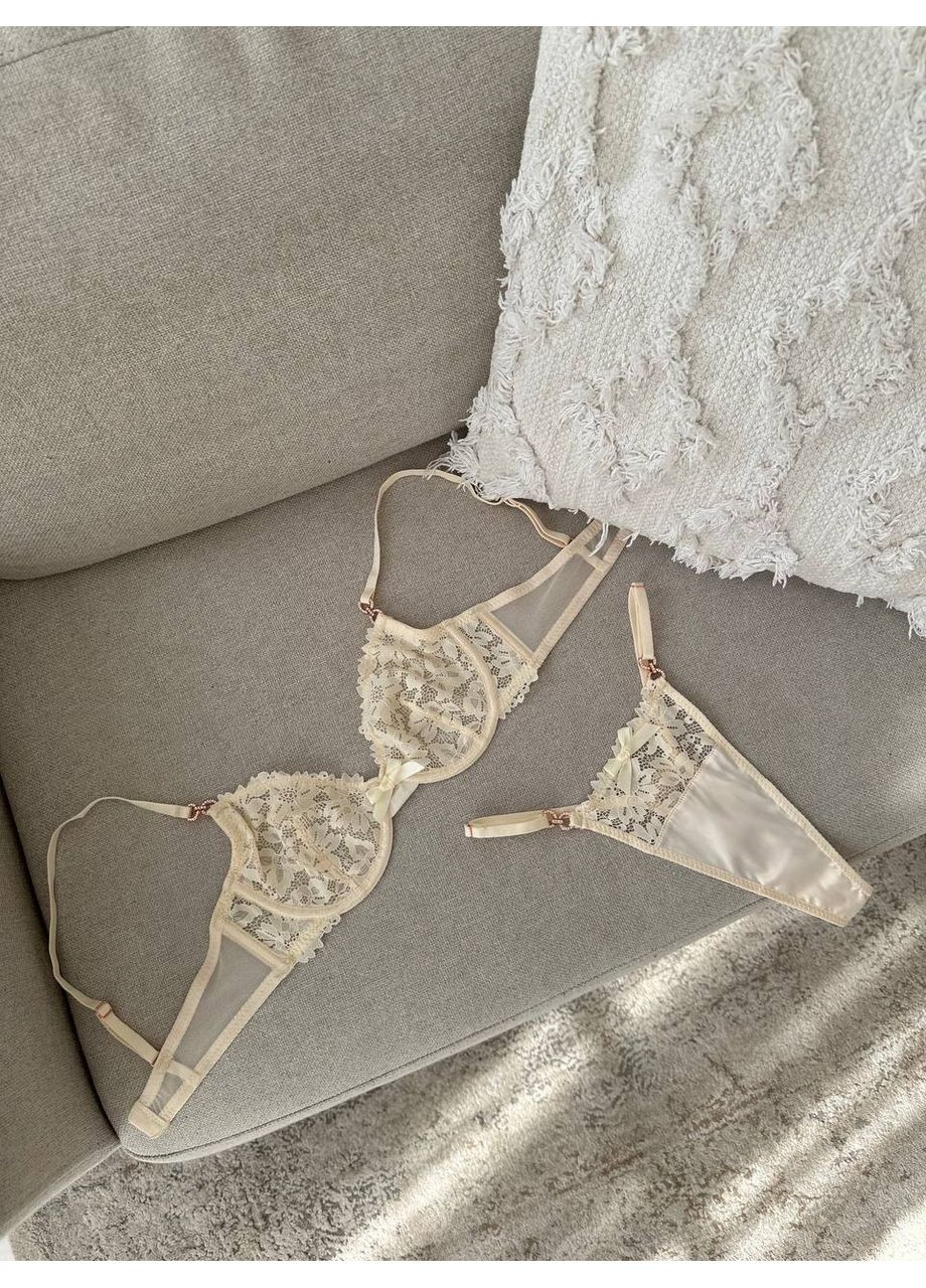Білий балконет комплект жіночої білизни | ніжна спокуса, білий Vital-Textile з кісточками поліестер, еластан