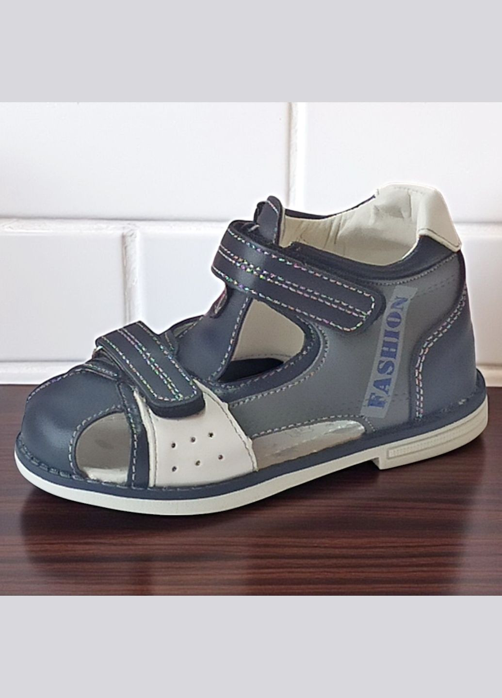 Серые повседневные закрытые босоножки ортопедические сандалии на липучках для мальчика том м Tom.M на липучке