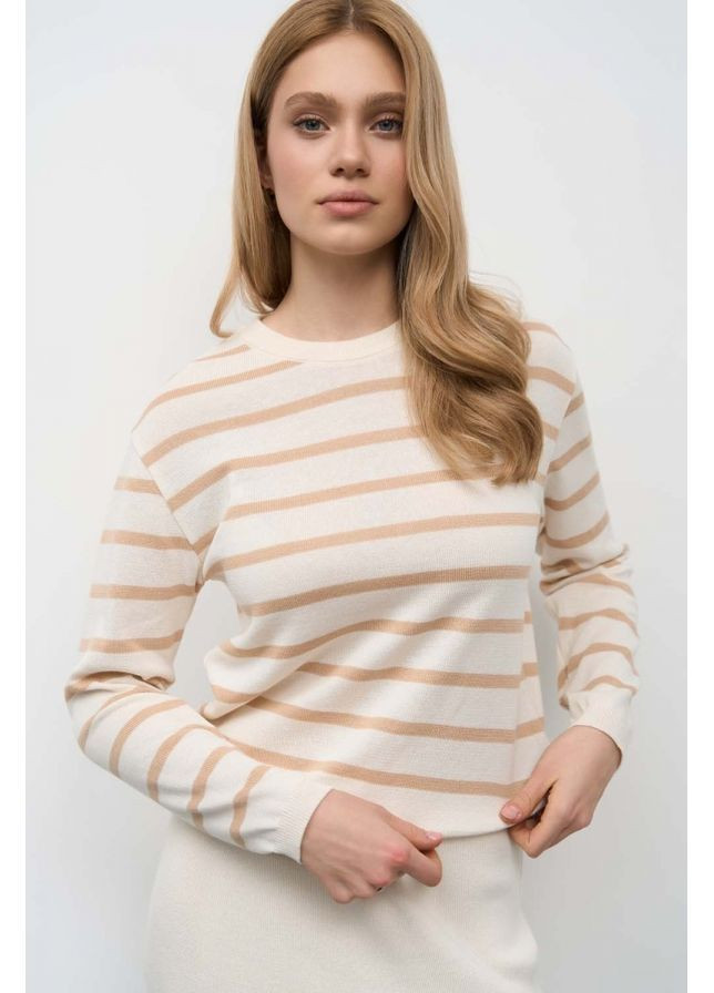 Бежевый джемпер в полоску 2800 айвори – миндальный Triko Bakh