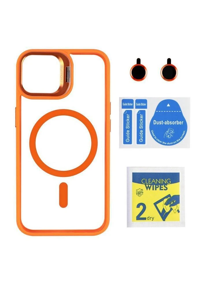 Чехол TPU+PC+Metal Stand Case with MagSafe and Camera Lenses для iPhone 14 Orange No Brand (391199464)