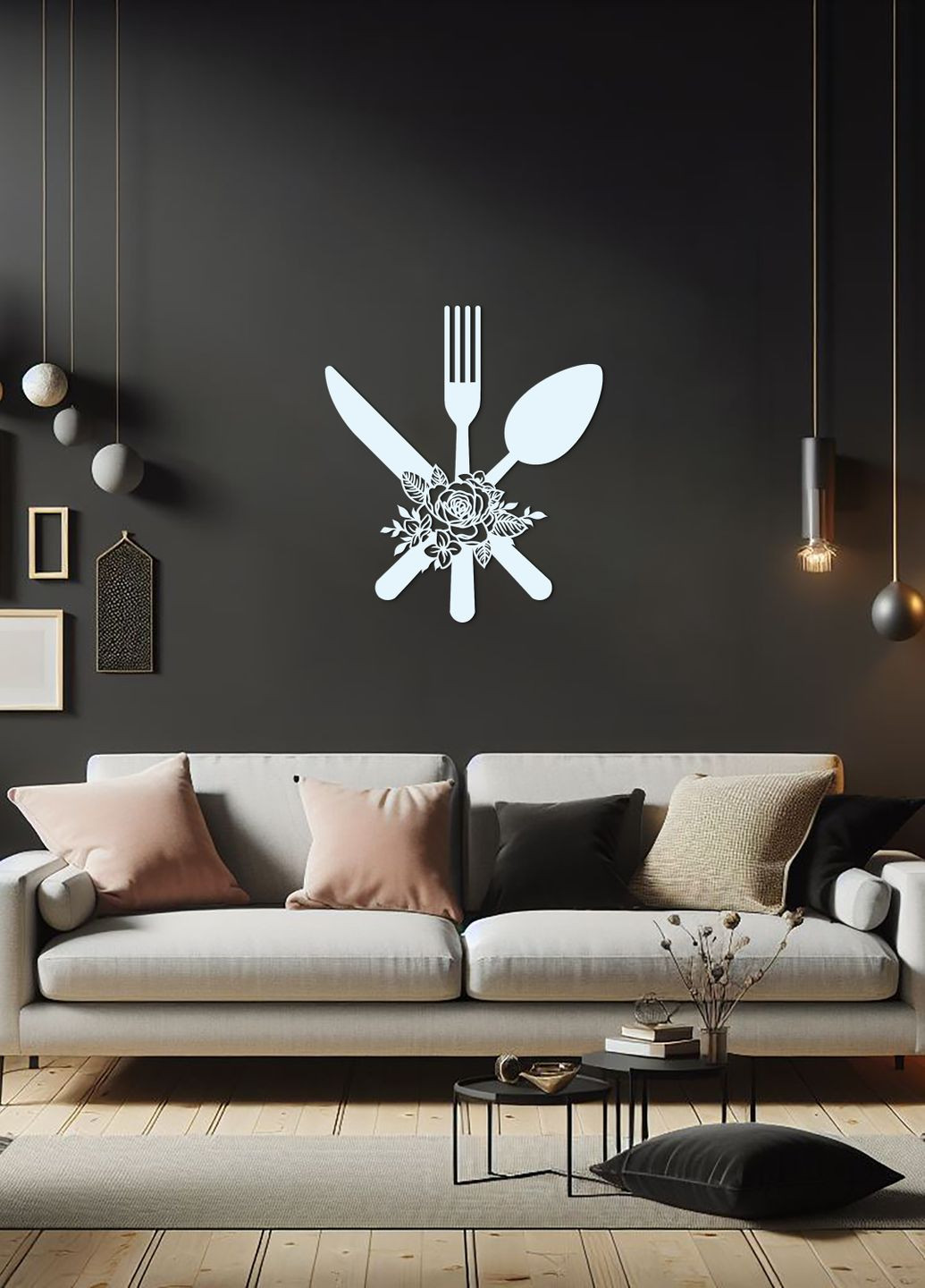 Сучасна картина на кухню, декор в кімнату "Столові прибори", оригінальний подарунок 20х23 см Woodyard (291882479)