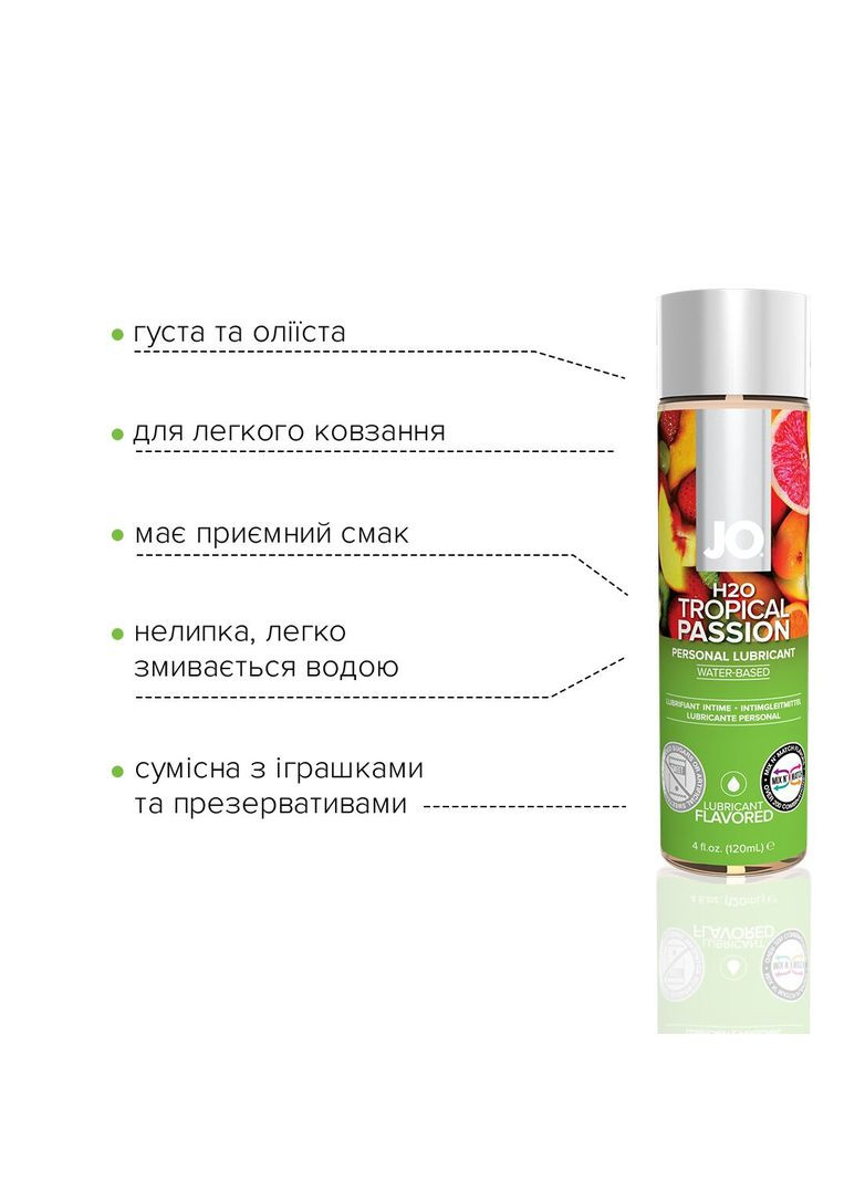 Смазка на водной основе H2O – Tropical Passion (120 мл) без сахара, растительный глицерин Jo (366875794)