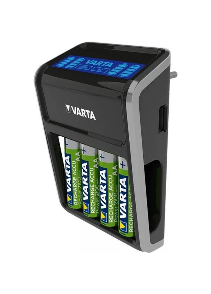 Зарядний пристрій LCD Plug Charger + Акумулятор NI-MH AA 2100 мАг, 4 шт. Varta (387180610)