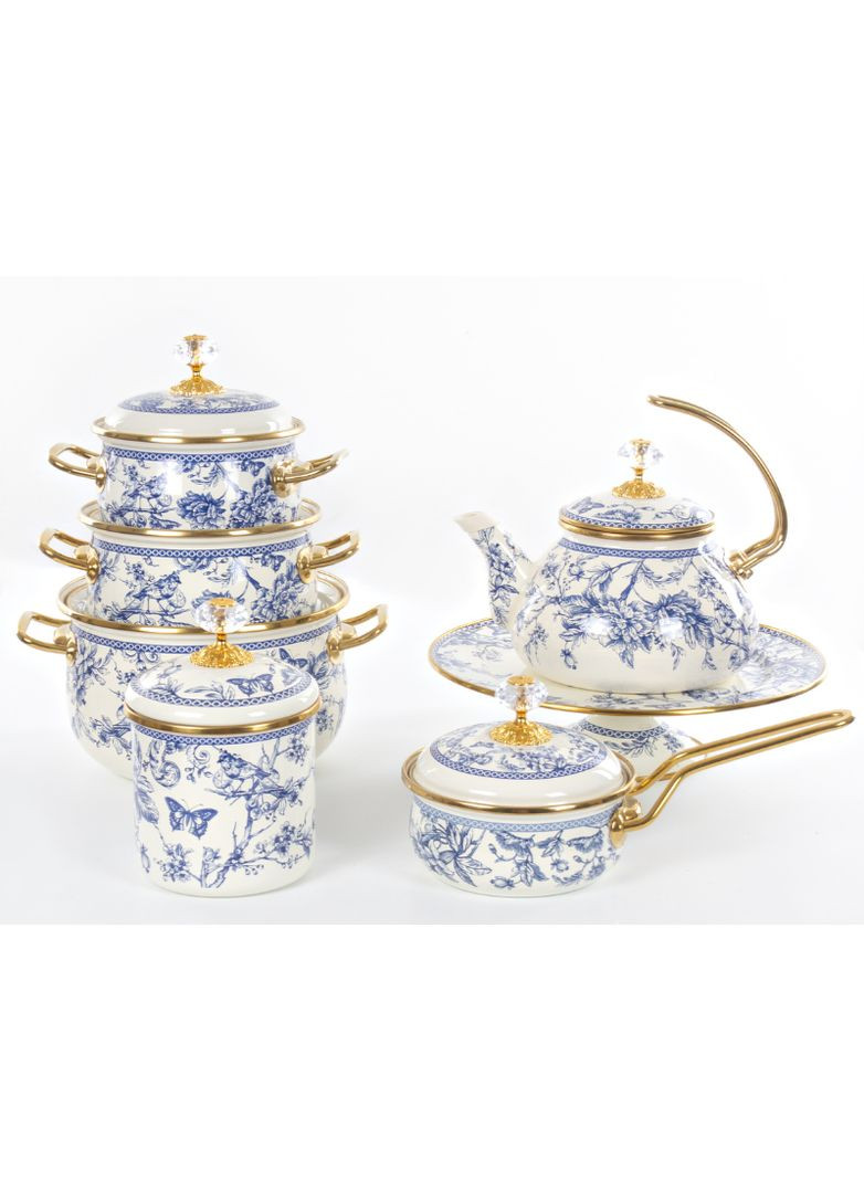 Каструля емальована "BUTTERFLY" з кришкою, 2,1 л, 16 см Elmani (360403609)