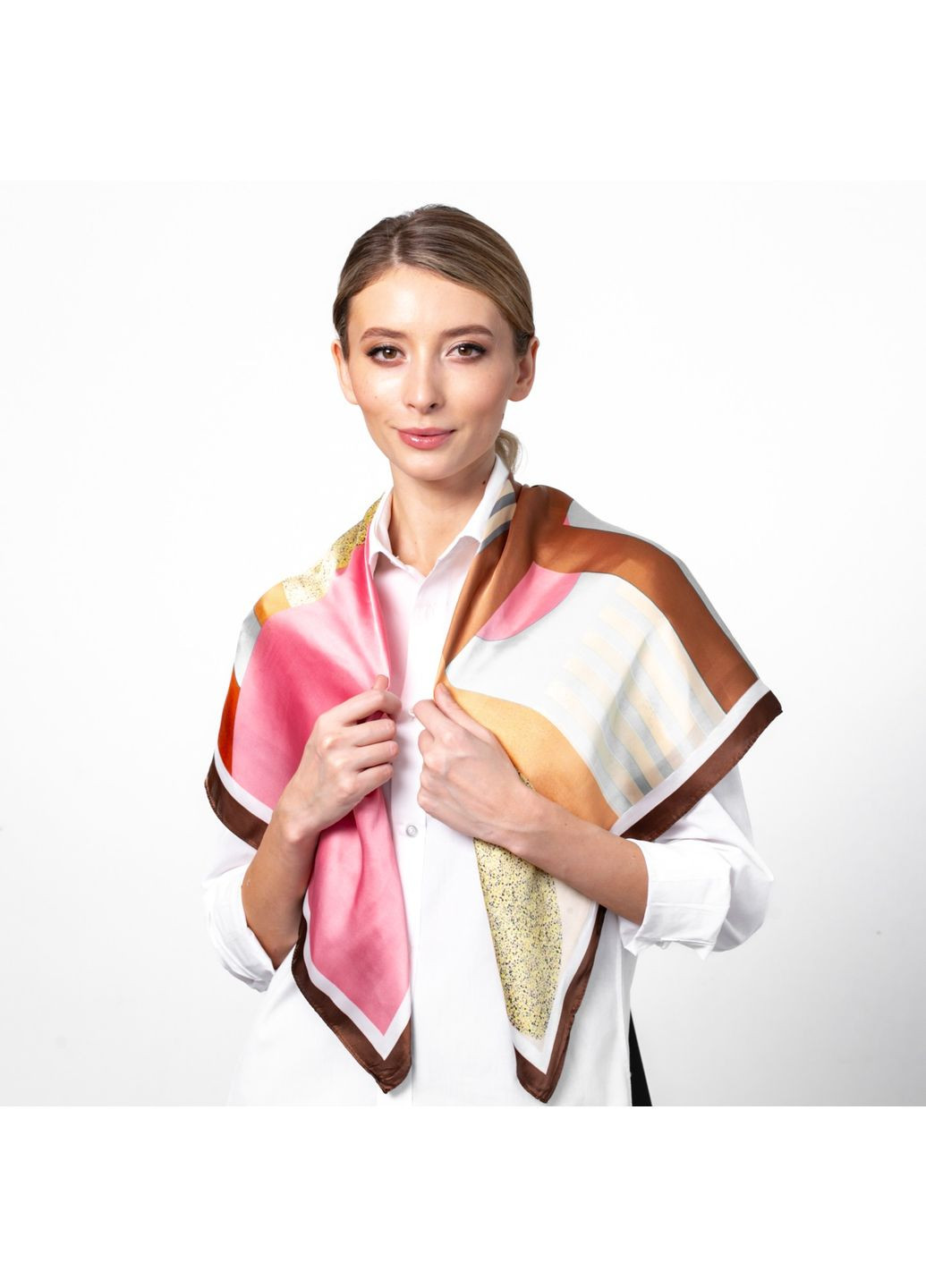 Платок женский с принтом атлас разноцветный ЛУКИЯ LuckyLOOK 387-522 (324741806)