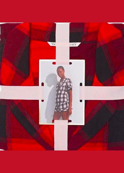 Красная пижама (рубашка + шорты) женская фланелевая красная Victoria's Secret