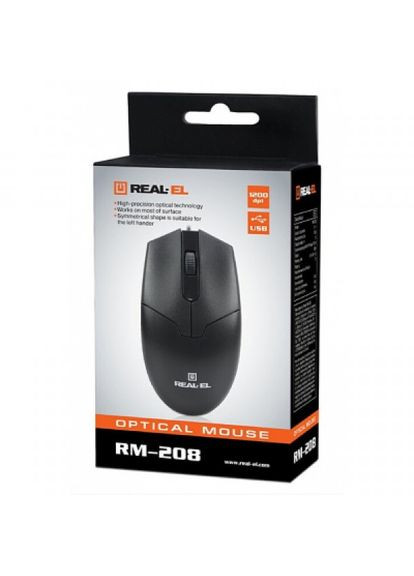 Мишка RM208 USB Black Real-El rm-208 usb black (268147283)
