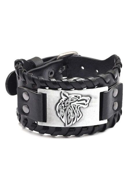 Мужской кожаный браслет оберег Кельтский волк и Трикветр 3 стихии силы сильный оберег Fashion Jewelry (285766210)