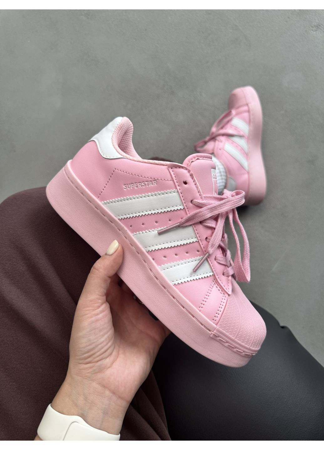 Розовые демисезонные кроссовки мужские adidas superstar xlg pink адидас суперстар No Brand