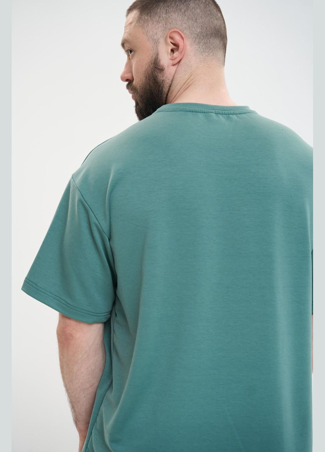 Бирюзовый летний мужской оверсайз костюм большого размера с шортами Vakko