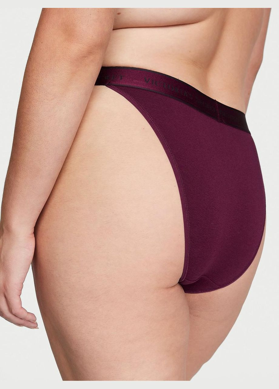 Жіночі трусики Logo Cotton Tanga XXL бордові Victoria's Secret (299231261)