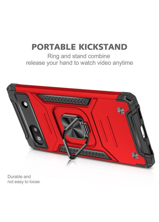 Протиударний чохол для Google Pixel 6A Червоний захисний чохол з кільцем на піксель 6А Viseaon (322212285)