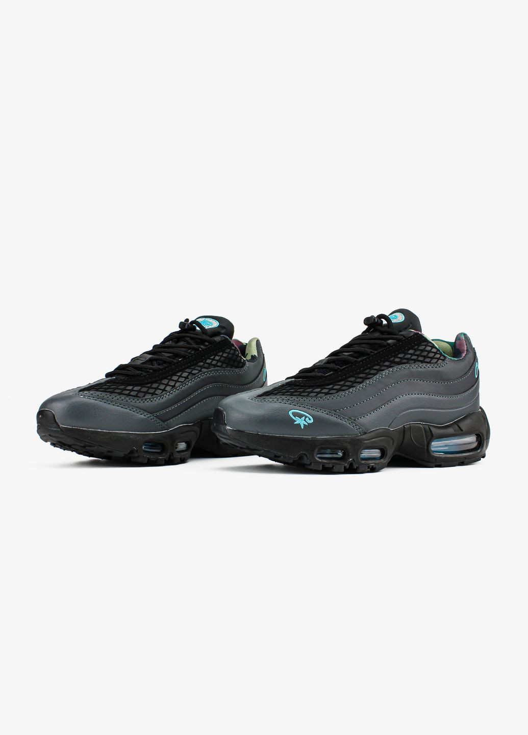 Сірі всесезон кросівки чоловічі nike air max 95 sp corteiz aegean storm gray black | найк аір макс 95 сп сірі чорні No Brand