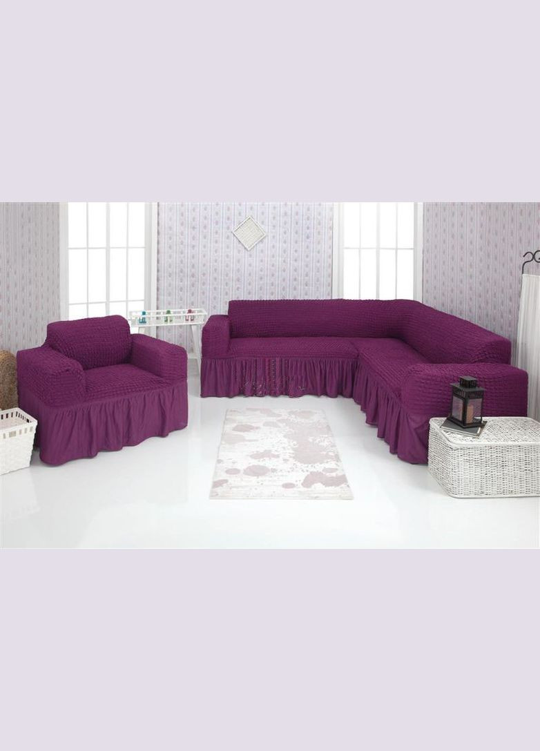 Чехол на диван угловой и кресло 03-225 Фиолетовый Venera (268547692)