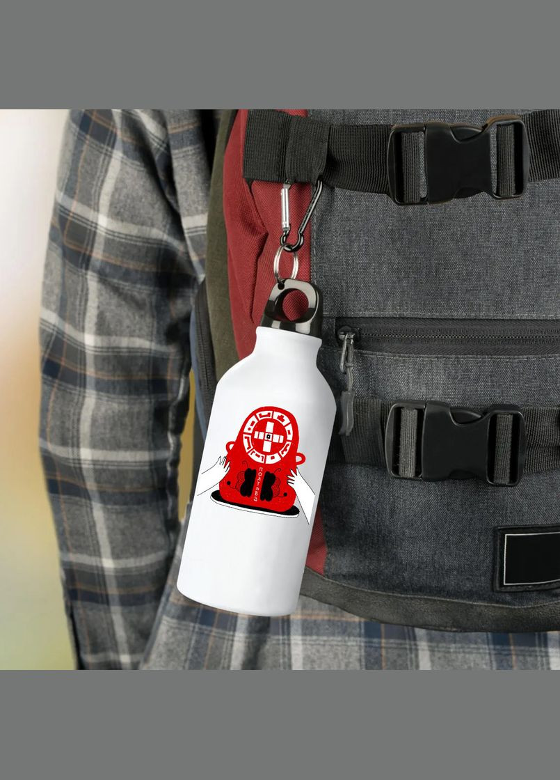 Фляга Полтава (пляшка) для води з карабіном Металева #0010 500 мл Білий No Brand (323639871)