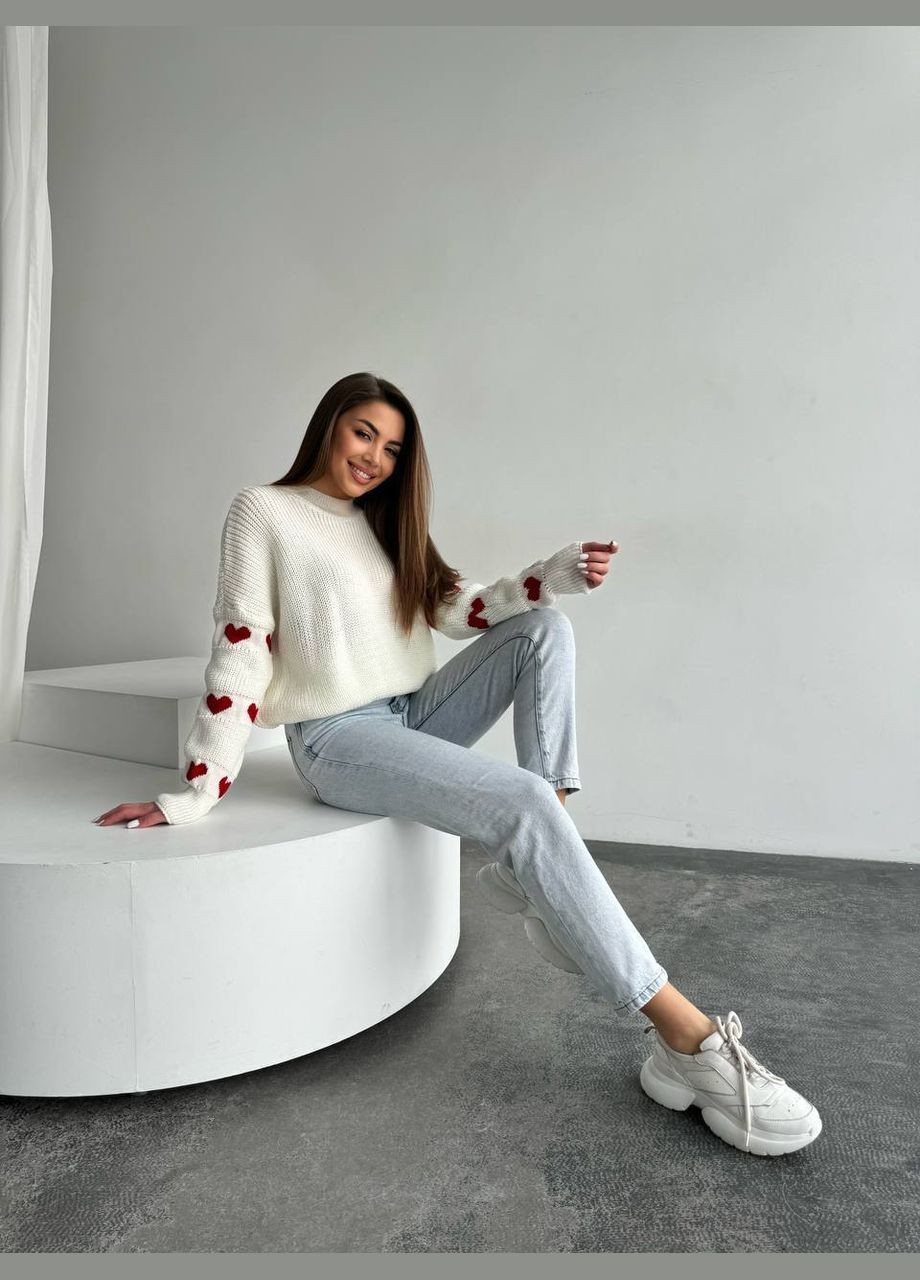 Молочний демісезонний светр жіночий No Brand