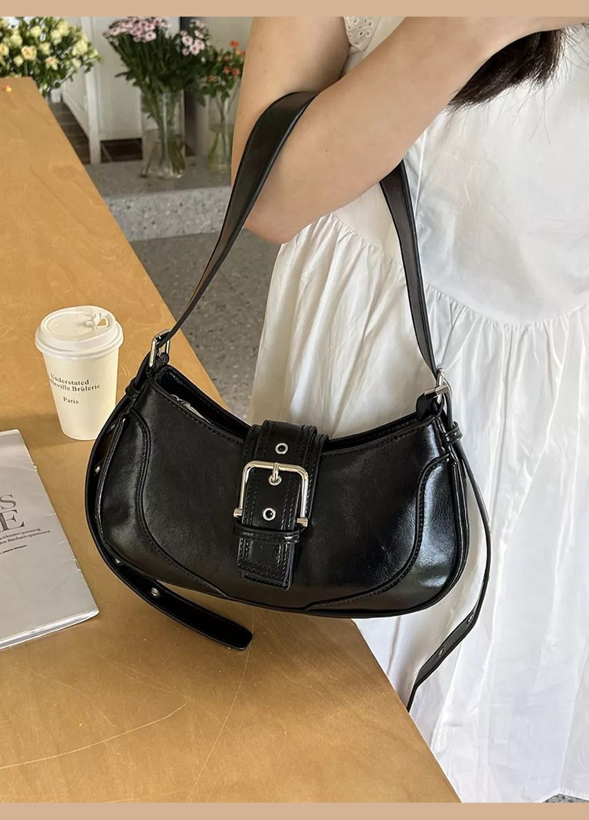 Женская сумка багет черная No Brand (303323022)