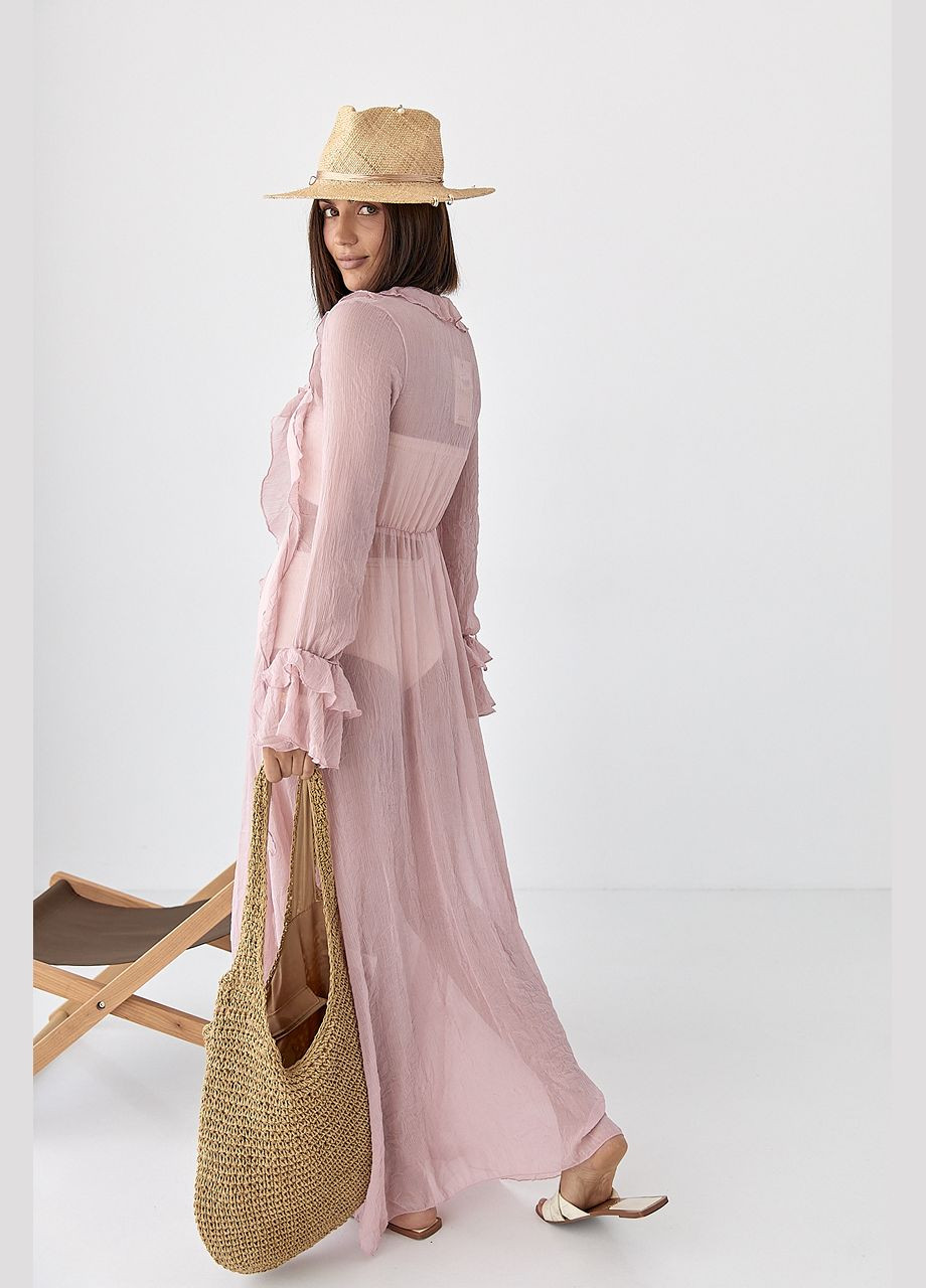 Пудровое пляжное пляжное прозрачное платье - кремовый цвет Lurex