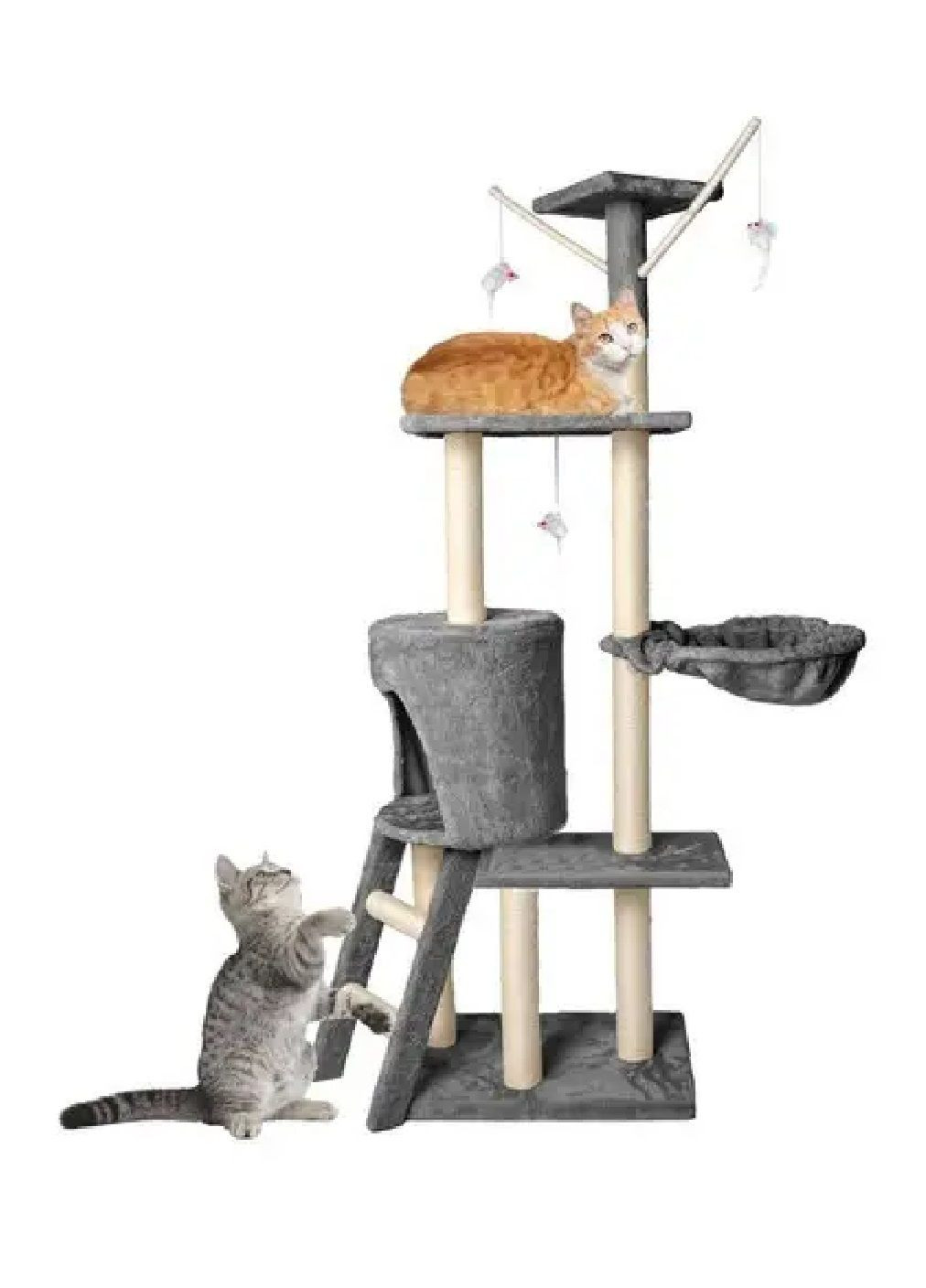 Когтеточка дряпка кошачий дом лежак дерево игровая зона напольная для кошек и котов 138х55 см (476858-Prob) Серая Unbranded (292111610)