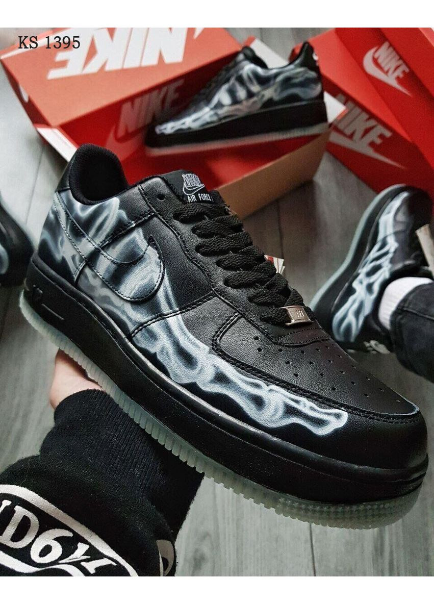 Чорні Осінні кросівки чоловічі nike air force 1 low skeleton black найк аір форс 1 преміум No Brand