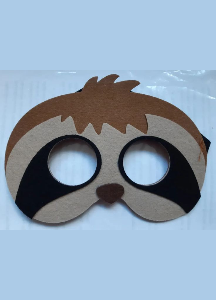 Дитяча маска Лінивець 18 на 12 см коричнево-чорний Jannet Маска (317170138)