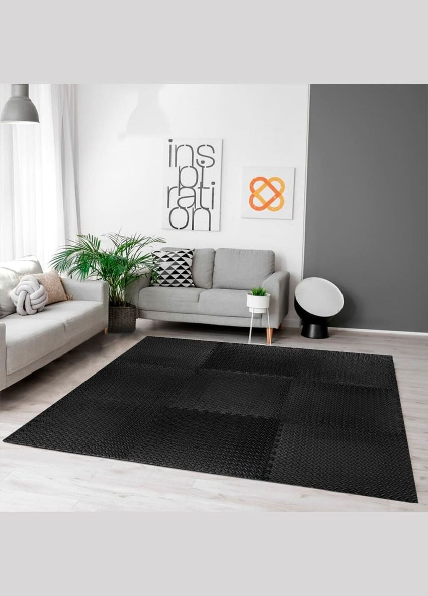 Пол пазл - модульне покриття для підлоги SW-00001169 Чорне 600x600x10мм Sticker Wall (297847350)