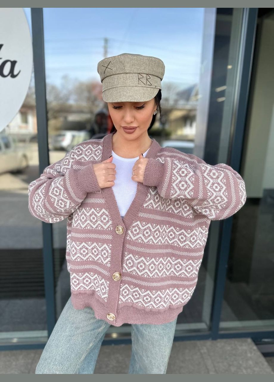 Жіночий вовняний кардиган Візерунок пудра You Best (302653633)
