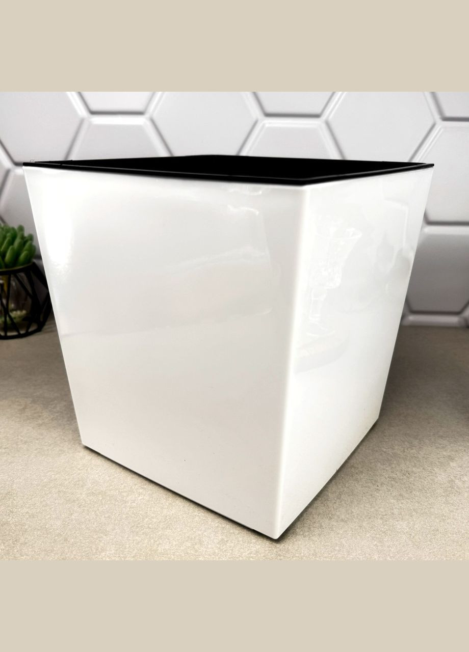 Низький квадратний вазон 10.4 л Юка Білий Ламела Lamela (303724413)