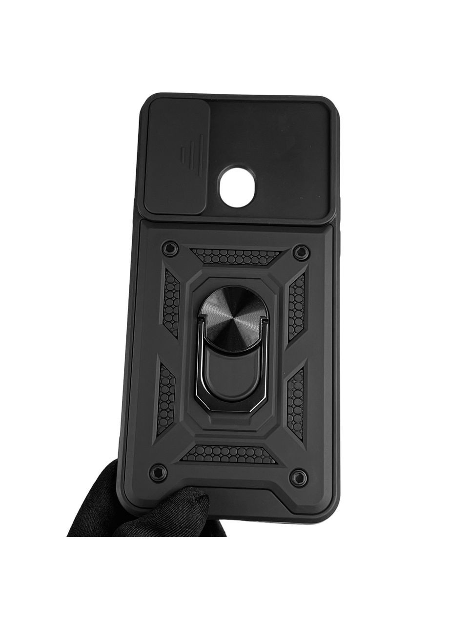 Чехол для Galaxy A20S (SM-A207F) бронированный с кольцом со шторкой на самсунг а20с чёрный rg1 Samsung (366018962)