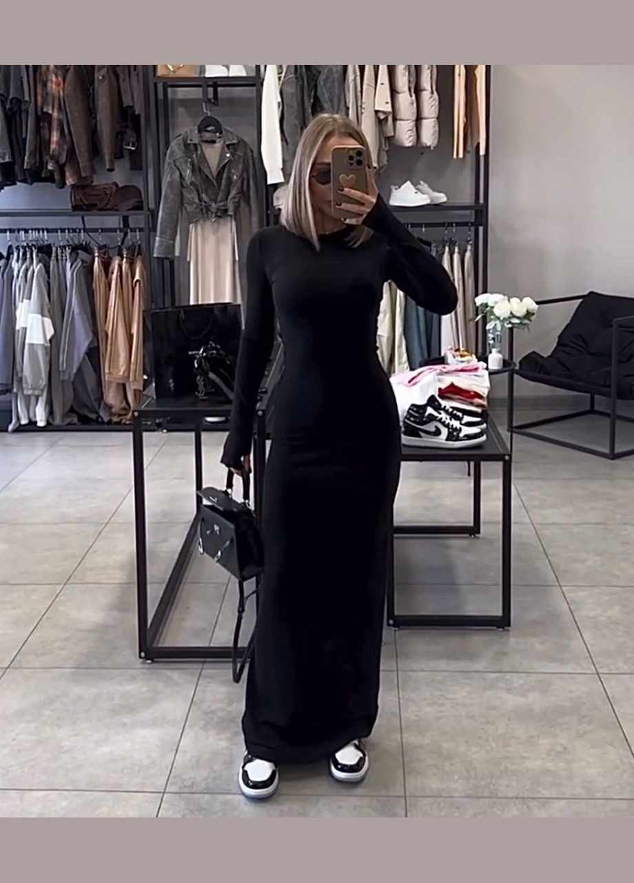 Черное кэжуал женское платье FINO Mode однотонное