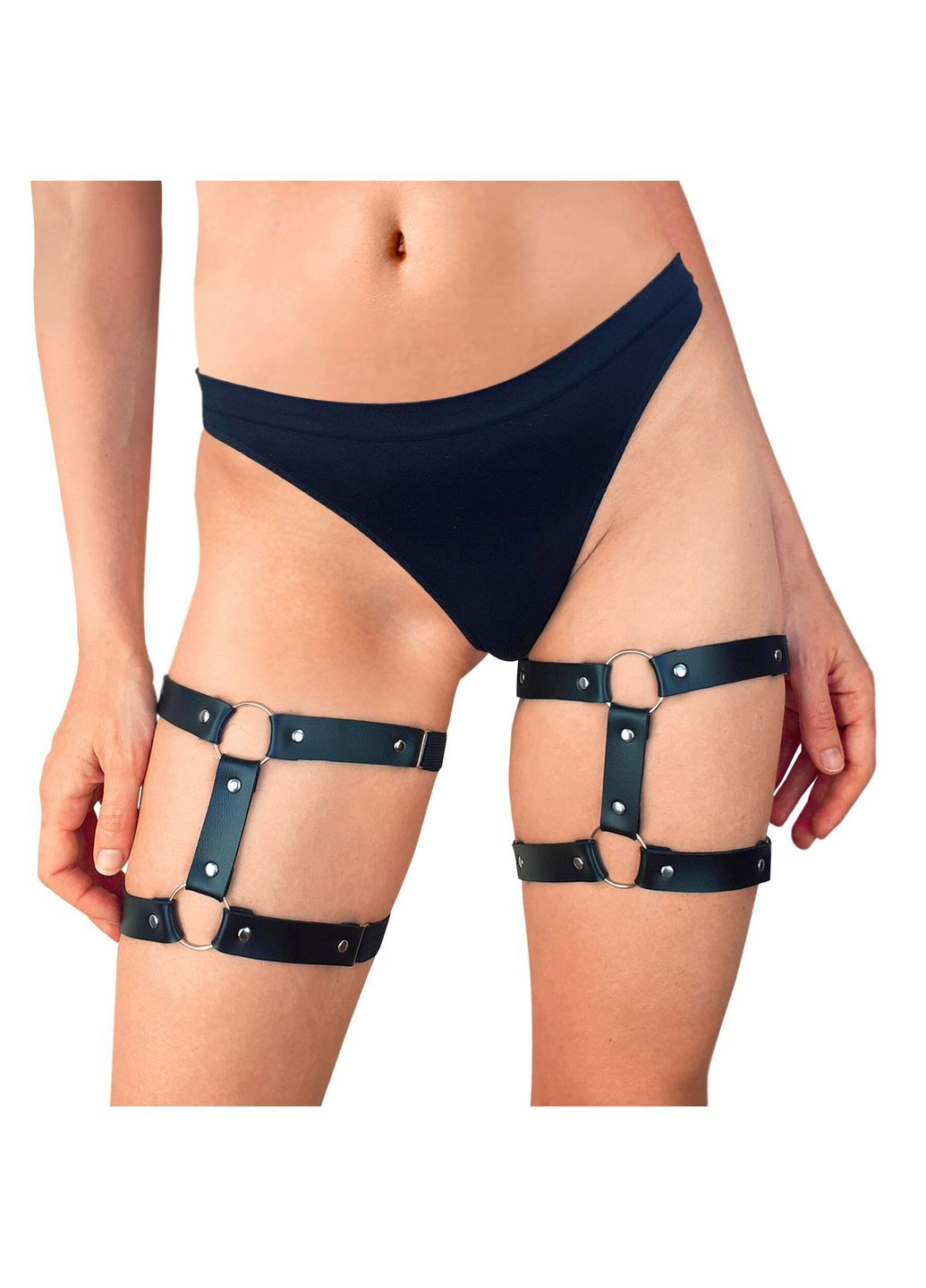 Гартери на ногу із натуральної шкіри - Kristina Leg Garters (2 шт), цвет Чорний Art of Sex (358891016)