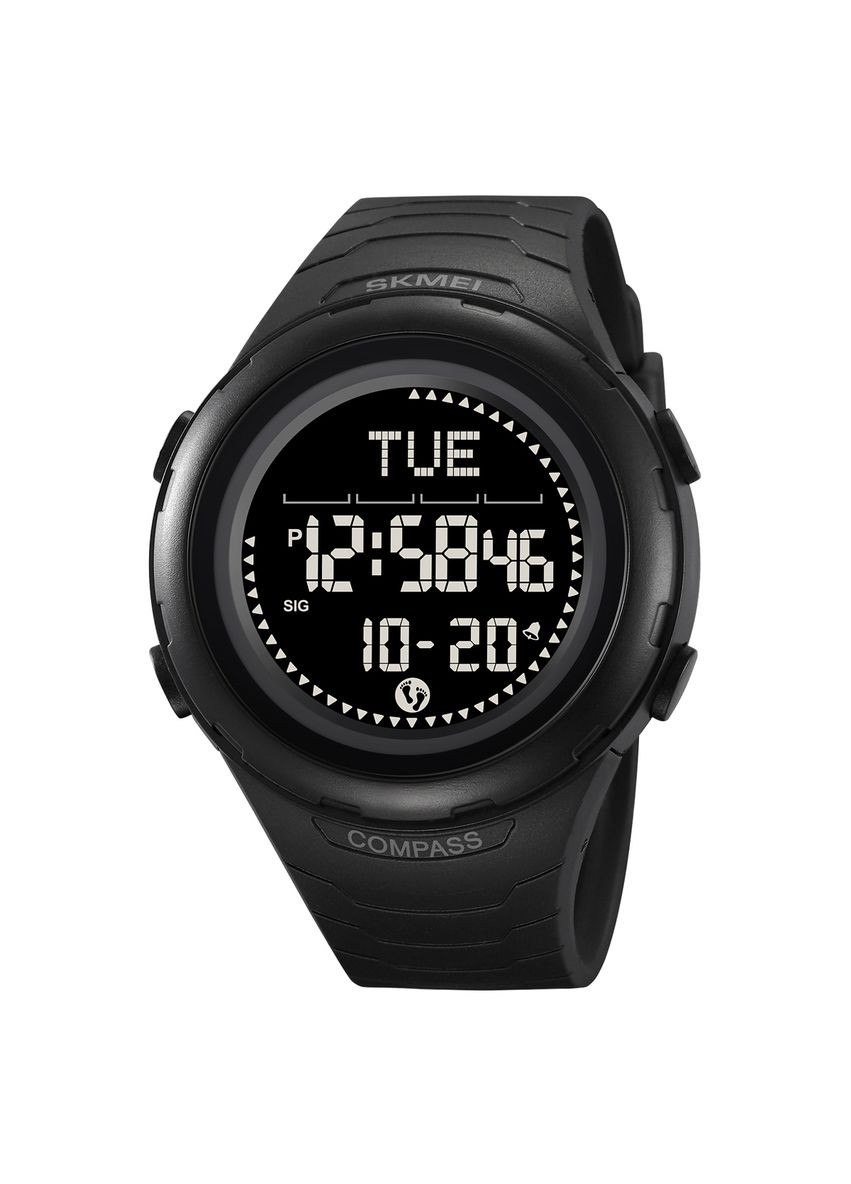 Годинники 2166BKBK чорні електронні спортивні для чоловіків з функціями компаса та крокоміра ProDobro (367264371)