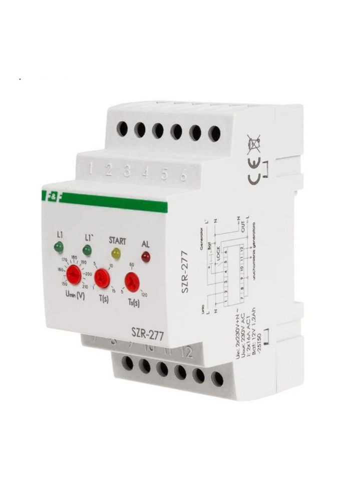 АВР від однофазного генератора SZR-277 3НВ 230V AC/ 3х16А (AC-1) два входи F&F (369656403)