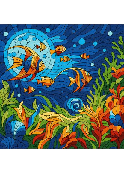 Картина по номерам – Витраж. Морской мир ©art_selena_ru 30х30 см IDEYKA (362203636)
