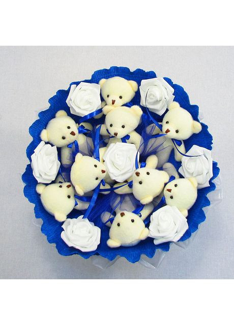 Букет з м'яких іграшок 9 ведмедиків синій для дівчаток подарунок на свято композиція з ведмежат Igratoria (368755570)