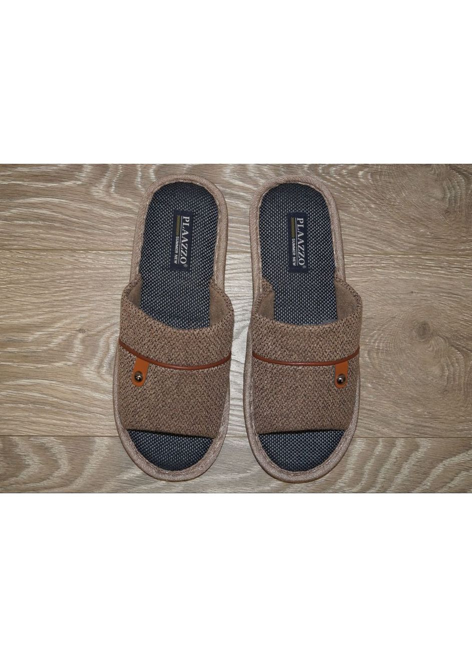 Коричневые комнатные тапочки подростковые коричневые Plaazzo