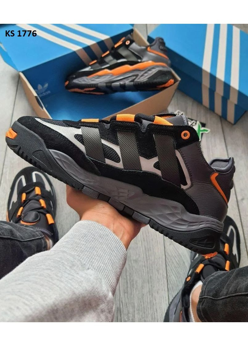 КРОССОВКИ ЖЕНСКИЕ ADIDAS NITEBALL BLACK ORANGE АДИДАС НАЙТБОЛ No Brand чёрные демисезоны (369392359)