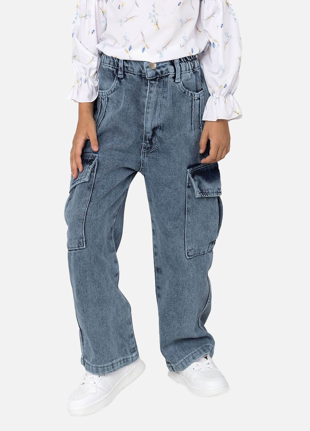 Джинси для дівчинки - wide leg колір блакитний ЦБ-00255051 Flamingo (299153774)