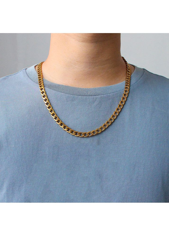 Чоловічий ланцюг золотий (колір) 55 см 6 мм, Чоловічий ланцюг на шию золотого кольору AAA (358935426)