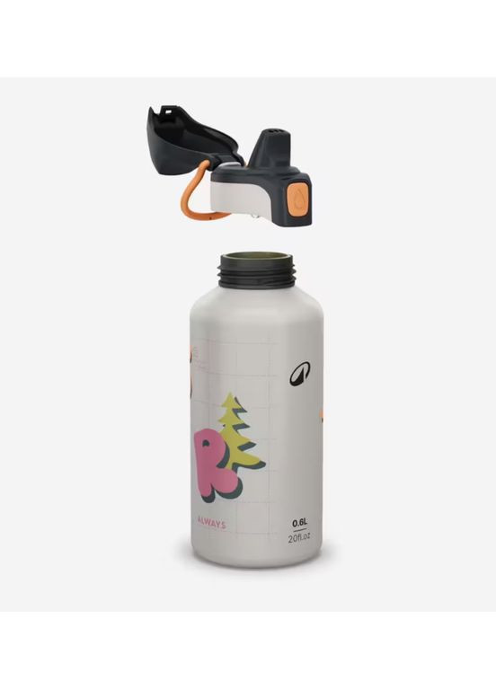 Детская Алюминиевая Фляга для Туризма/Походов 600мл с Крышкой Серый Quechua (363823365)