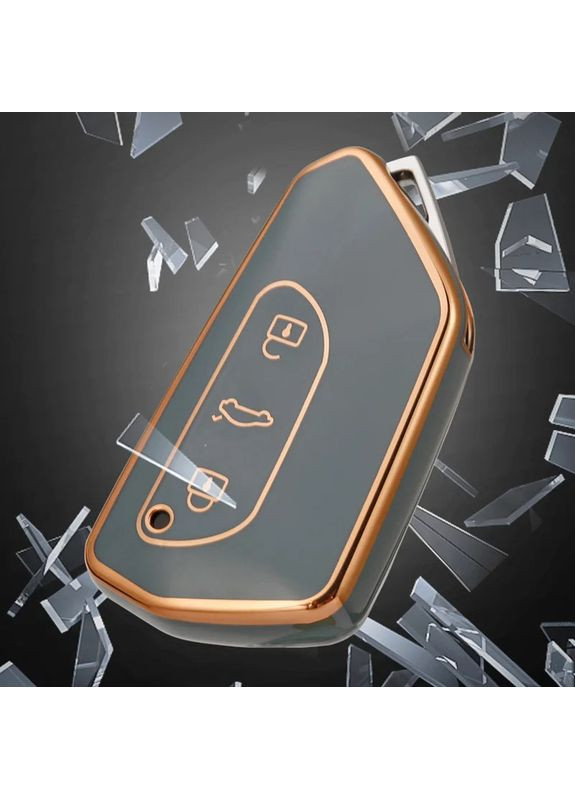 Чохол ключа Golf 8 (2020-2021р) чорний + золота окантовка TPU Volkswagen (369611573)