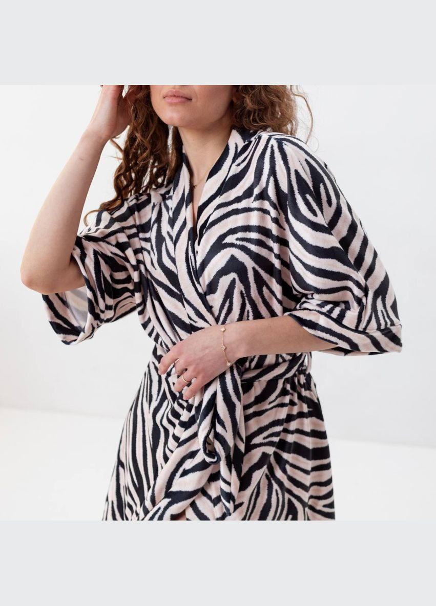 Халат женский из плюшевого велюра Зебра 3409_L 15921 L FlexDress (336767000)