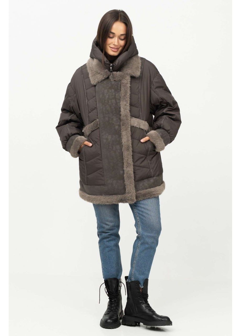 Кофейный зимний Пуховик аляска Mishele
