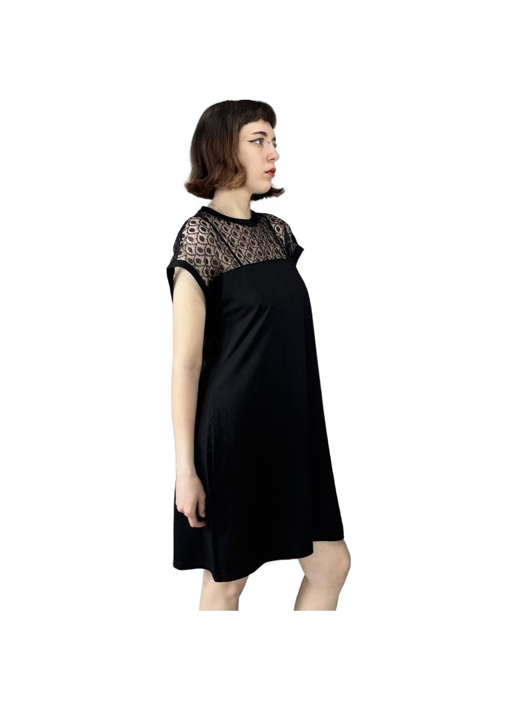 Черное платье-туника весенне-летнее SHEIN