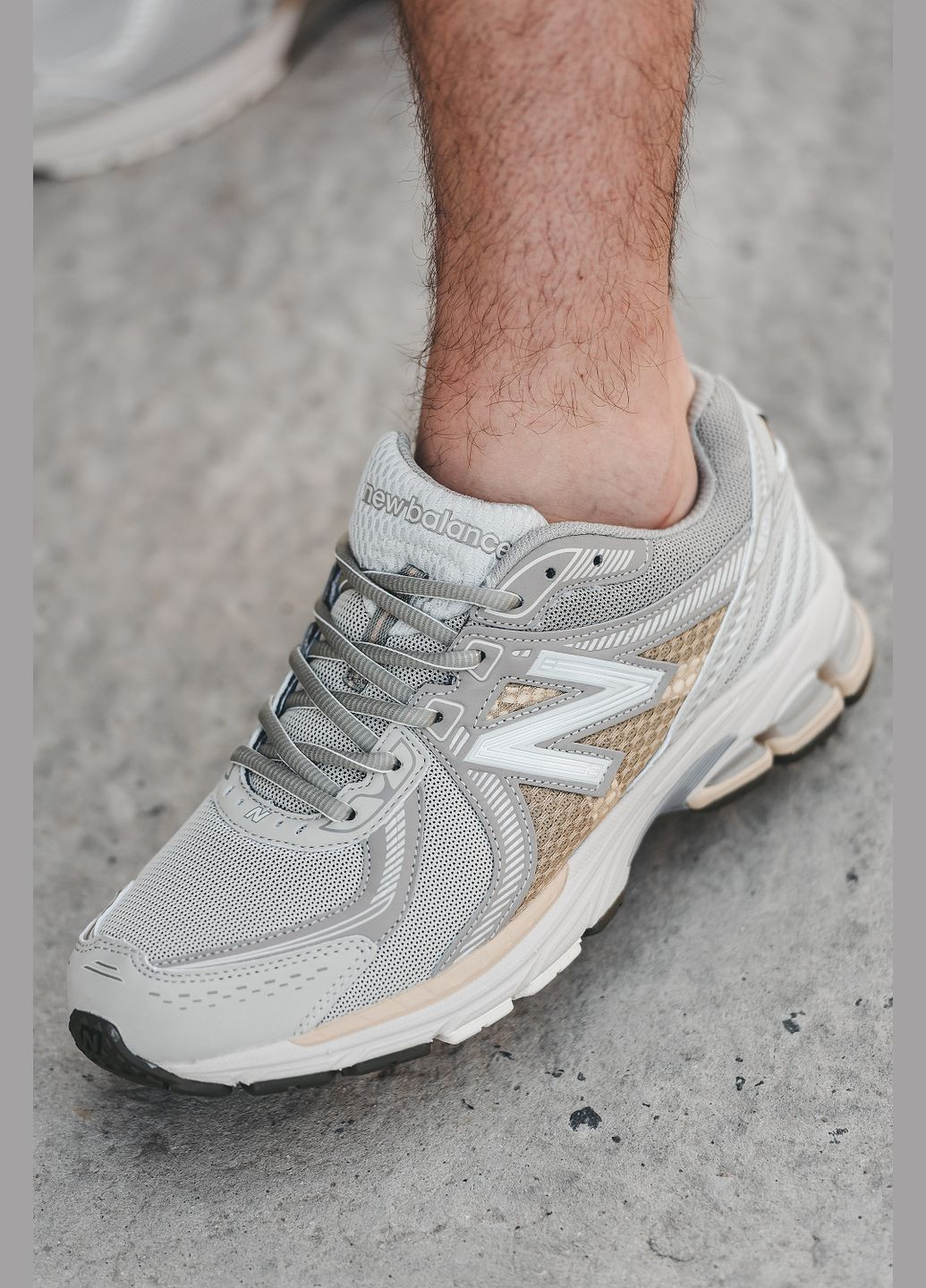 Бежеві Осінні кросівки чоловічі і жіночі new balance 860v2 beige gray | нью беланс 860в2 бежеві сірі No Brand