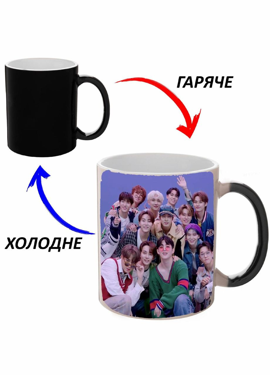 Чашка хамелон (кружка, чашка) SEVENTEEN K-pop #001 Черная 330 мл No Brand (323472140)