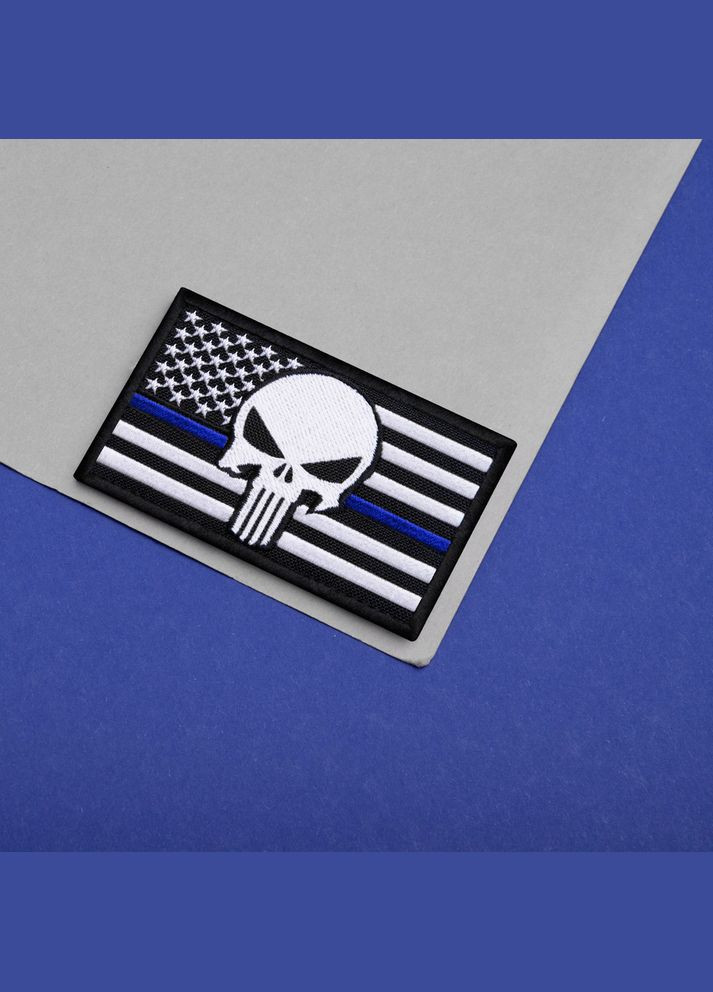 Набор шевронов 2 шт. с липучкой Череп Карателя Флаг США синяя полоска, полицейский 5х8 см, патч нашивка IDEIA (300229032)
