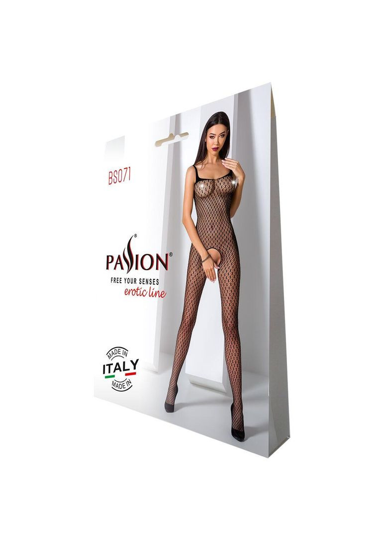 Эротический бодистокинг BS071 black, комбинезон на бретелях, черный костюм сетка Passion (297138685)