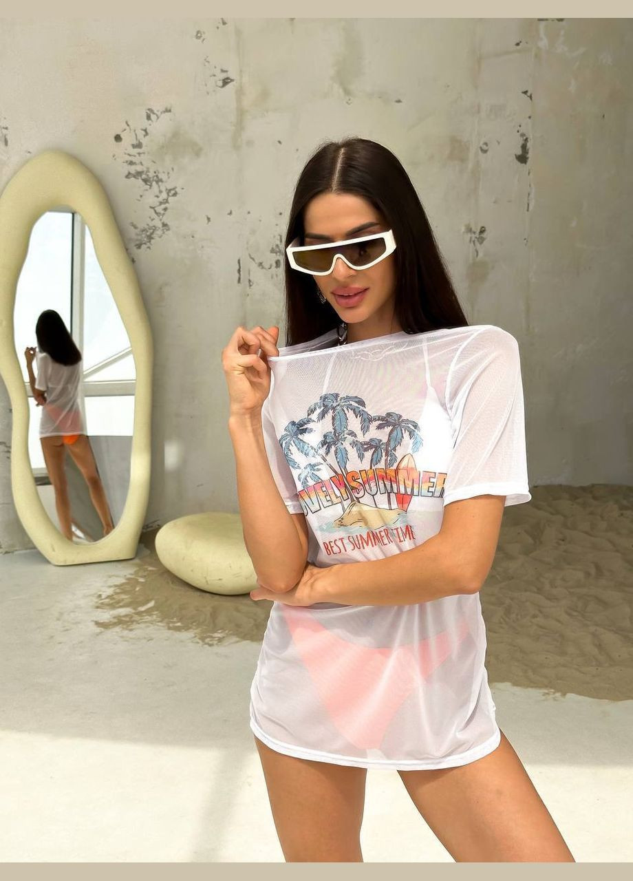 Помаранчевий літній купальник жіночий роздільний с майкою роздільний Domino Купальник роздільний з сіткою